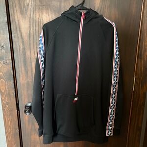 Nike Mens Sportswear Half Zip Hoodie Black Logo Tape Track Pullover Large